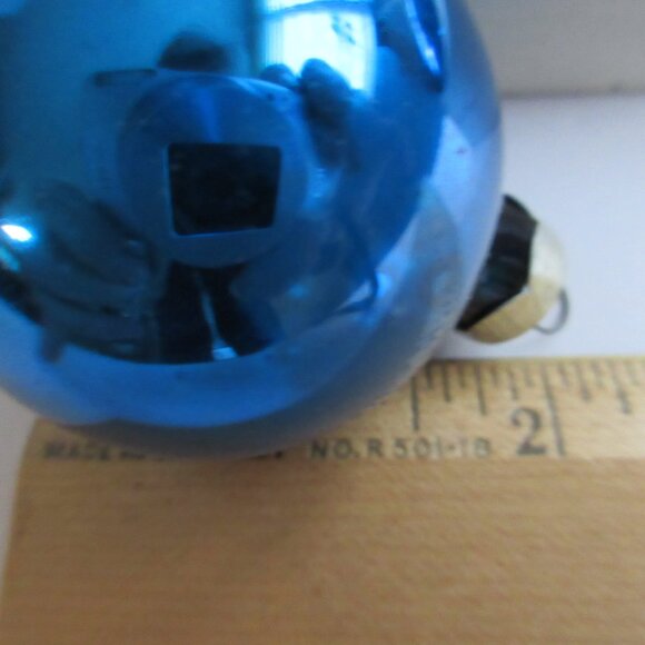 12 Pyramid Blue Glass Christmas Ornaments 1 1/4” Vintage in orignal box - Picture 7 of 12